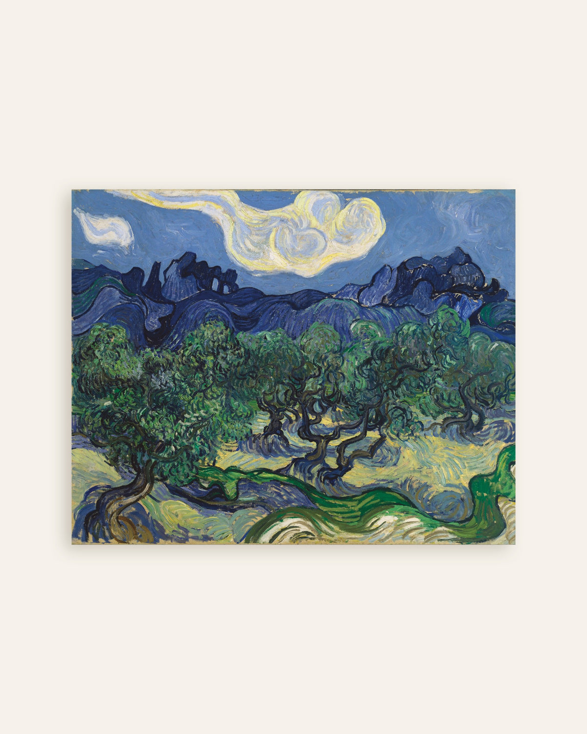 Poster van De olijfbomen (1889) van Vincent van Gogh, miniatuur