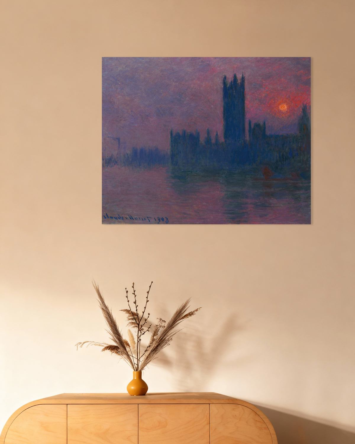Poster Het parlement, ondergaande zon (1900–1903) van Claude Monet