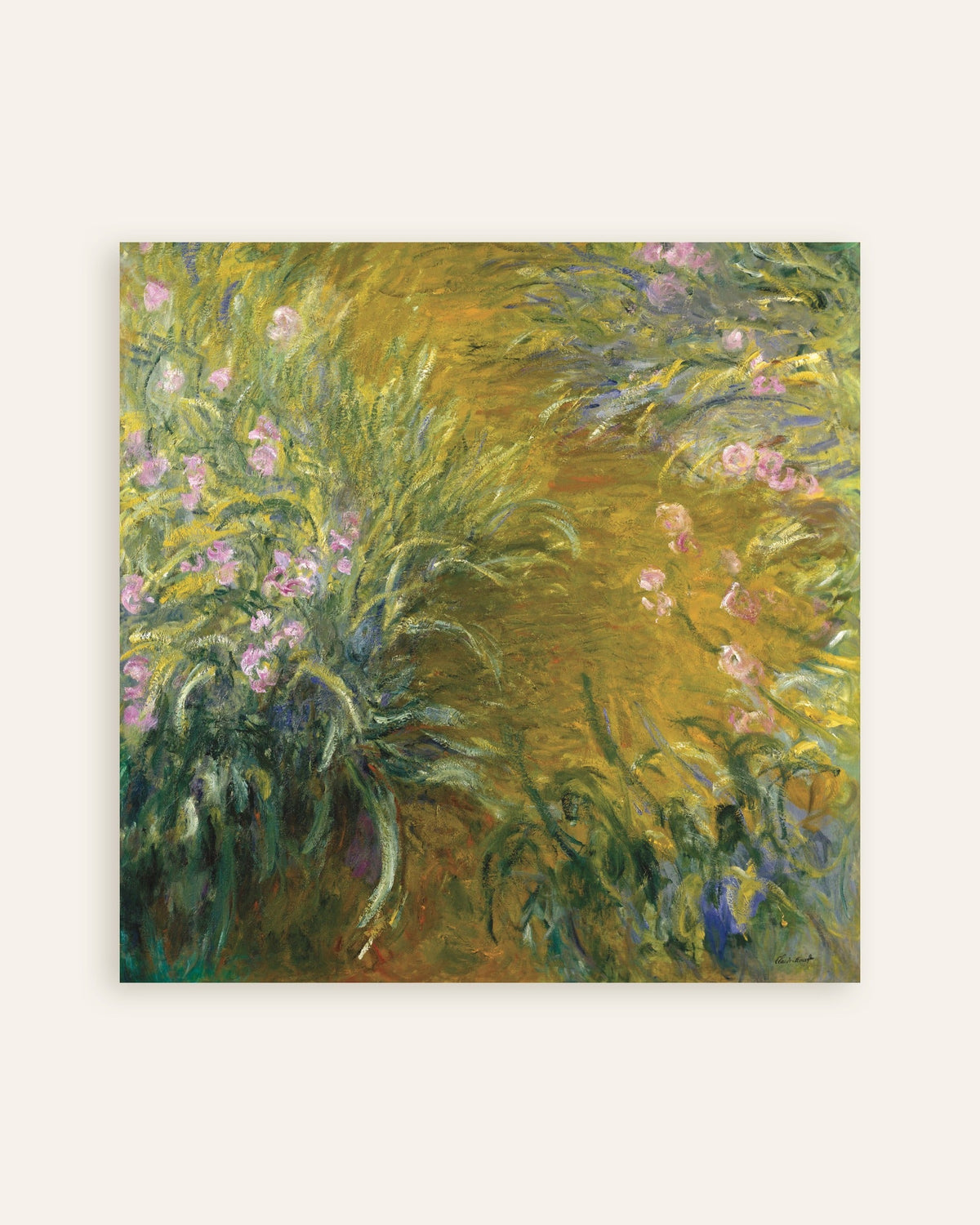 Poster Het pad door de irissen (1914–1917) van Claude Monet, miniatuur