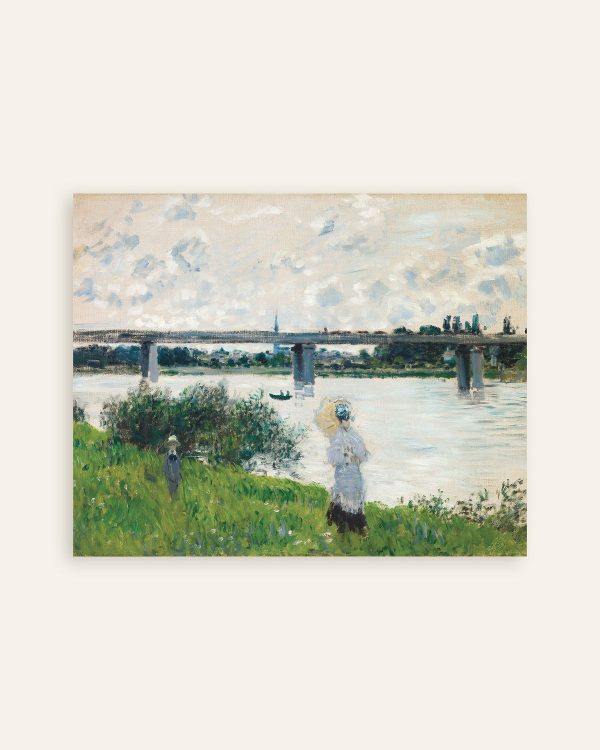 Poster Wandeling bij de spoorbrug, Argenteuil (1874) van Claude Monet, miniatuur