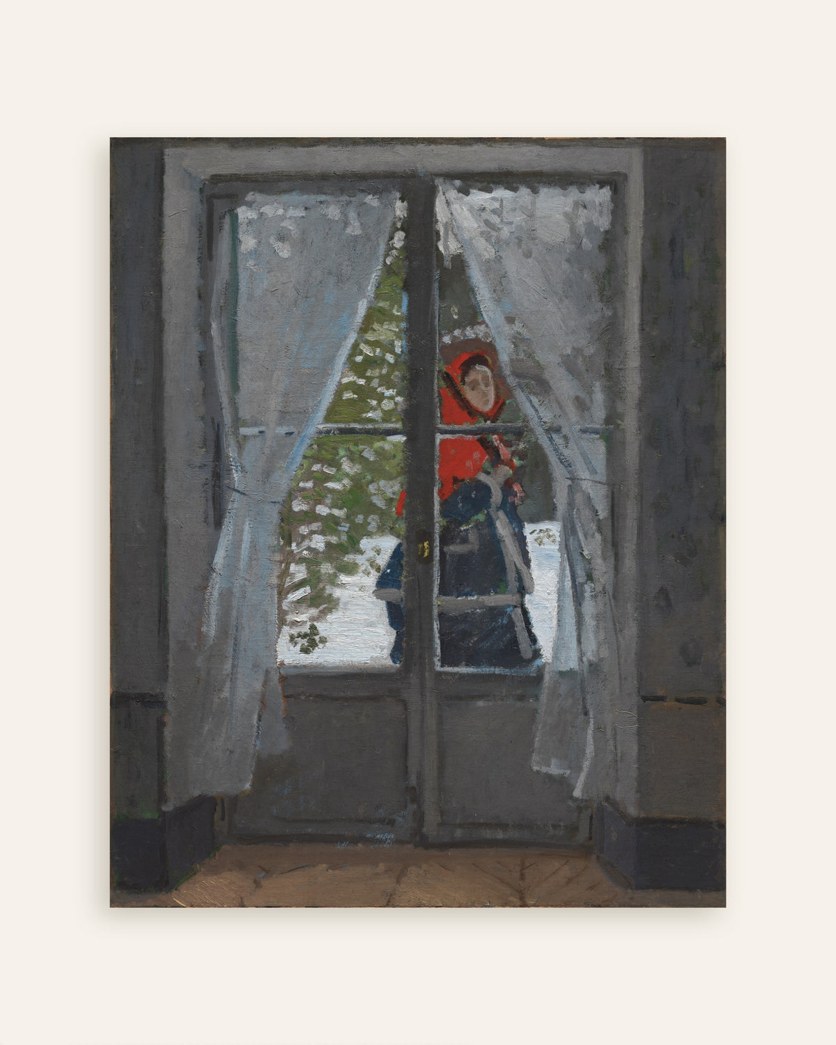 Poster De rode hoofddoek (ca. 1868–1873) van Claude Monet, miniatuur