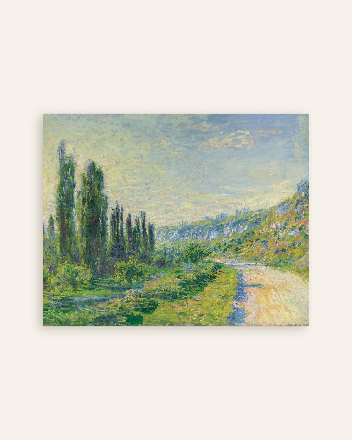 Poster De weg bij Vétheuil (ca. 1880) van Claude Monet, miniatuur