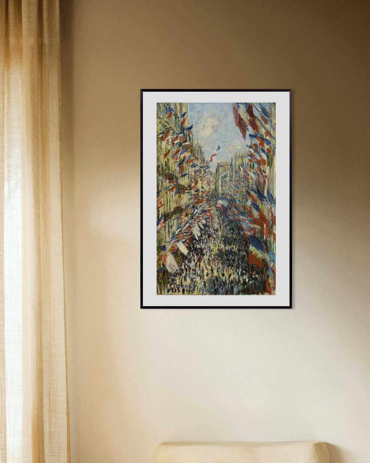 Poster De Rue Montorgueil in Parijs, feest van 30 juni 1878 van Claude Monet met metalen lijst