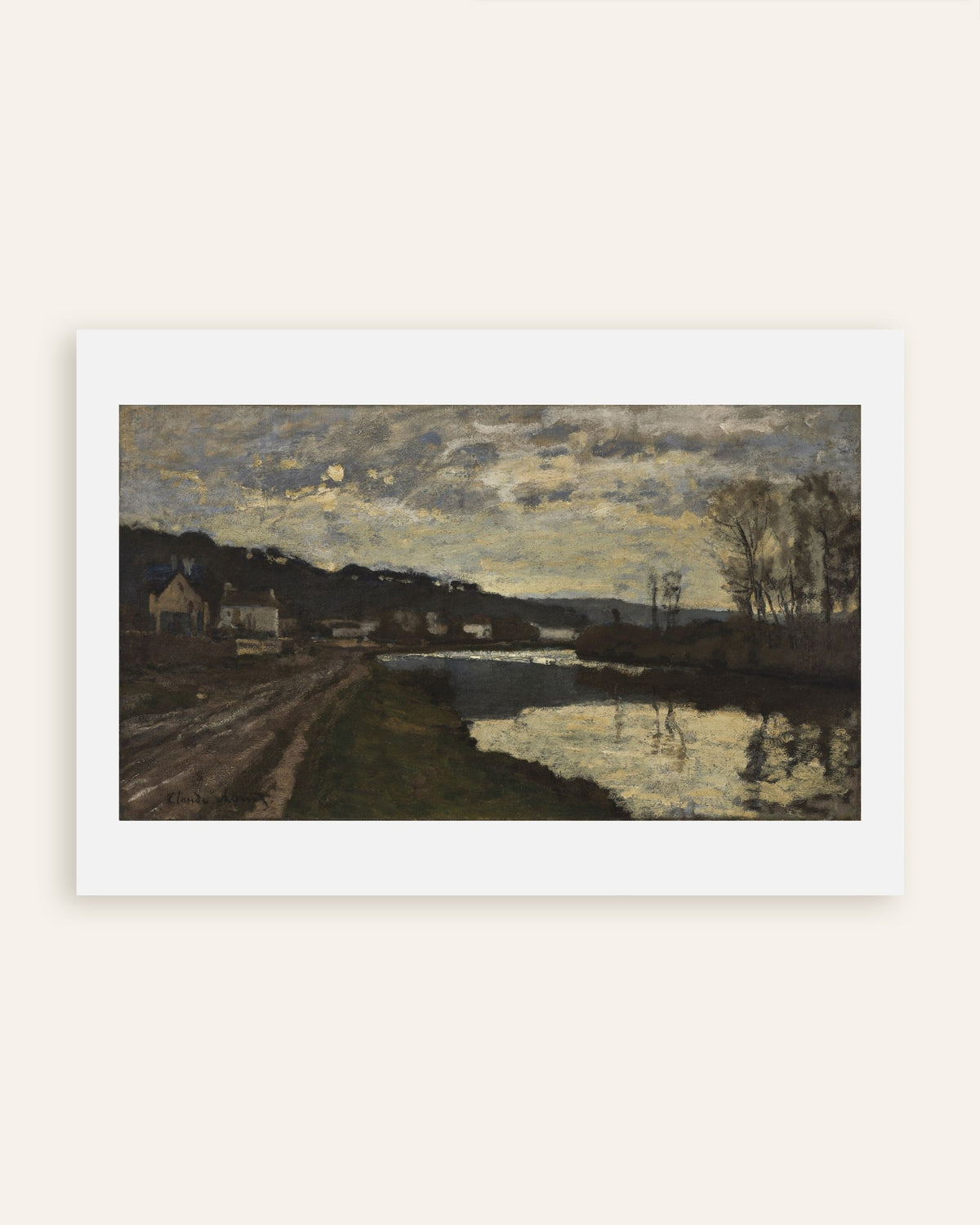 Poster De Seine bij Bougival (1870) van Claude Monet, miniatuur