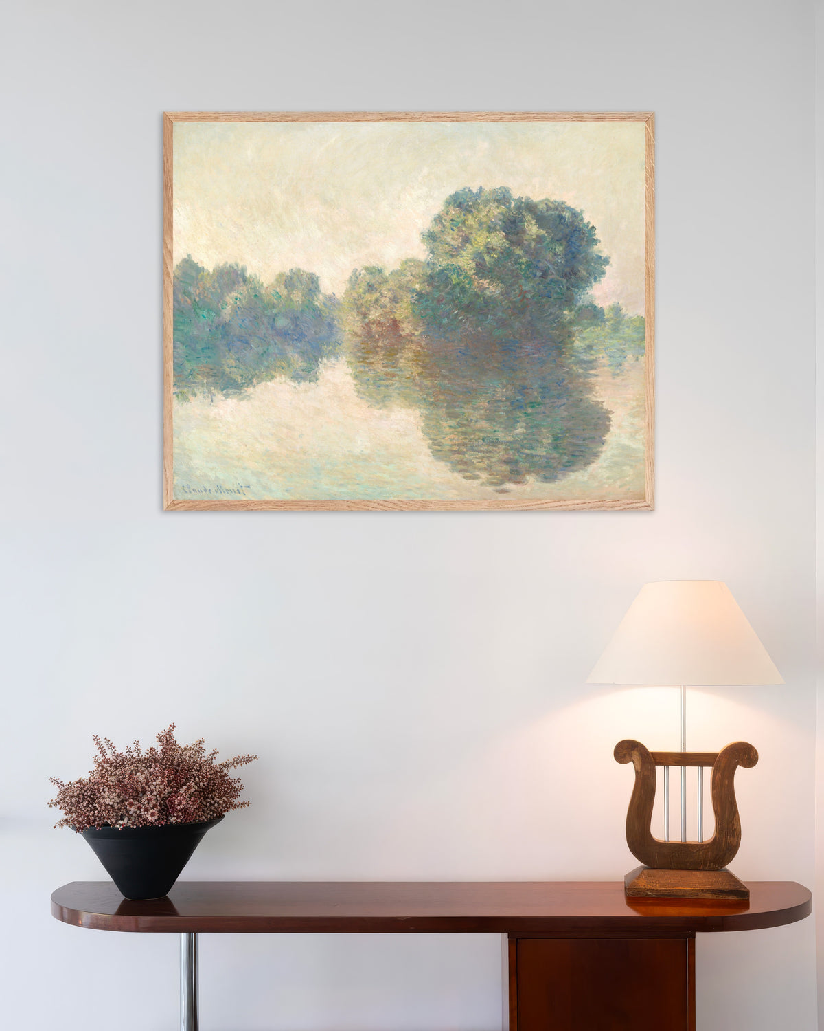 Poster De Seine bij Giverny (1897) van Claude Monet met naturel houten lijst