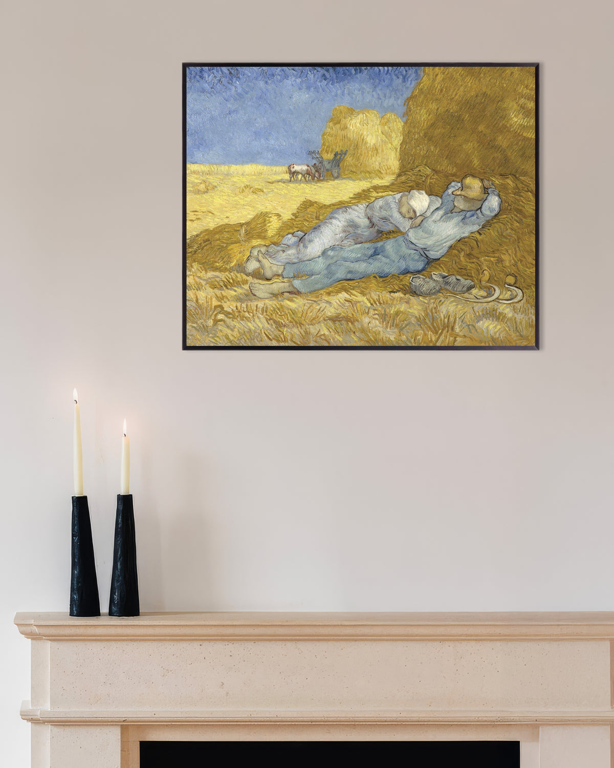 Poster van De siësta, naar Millet (1890) van Vincent van Gogh, met metalen lijst