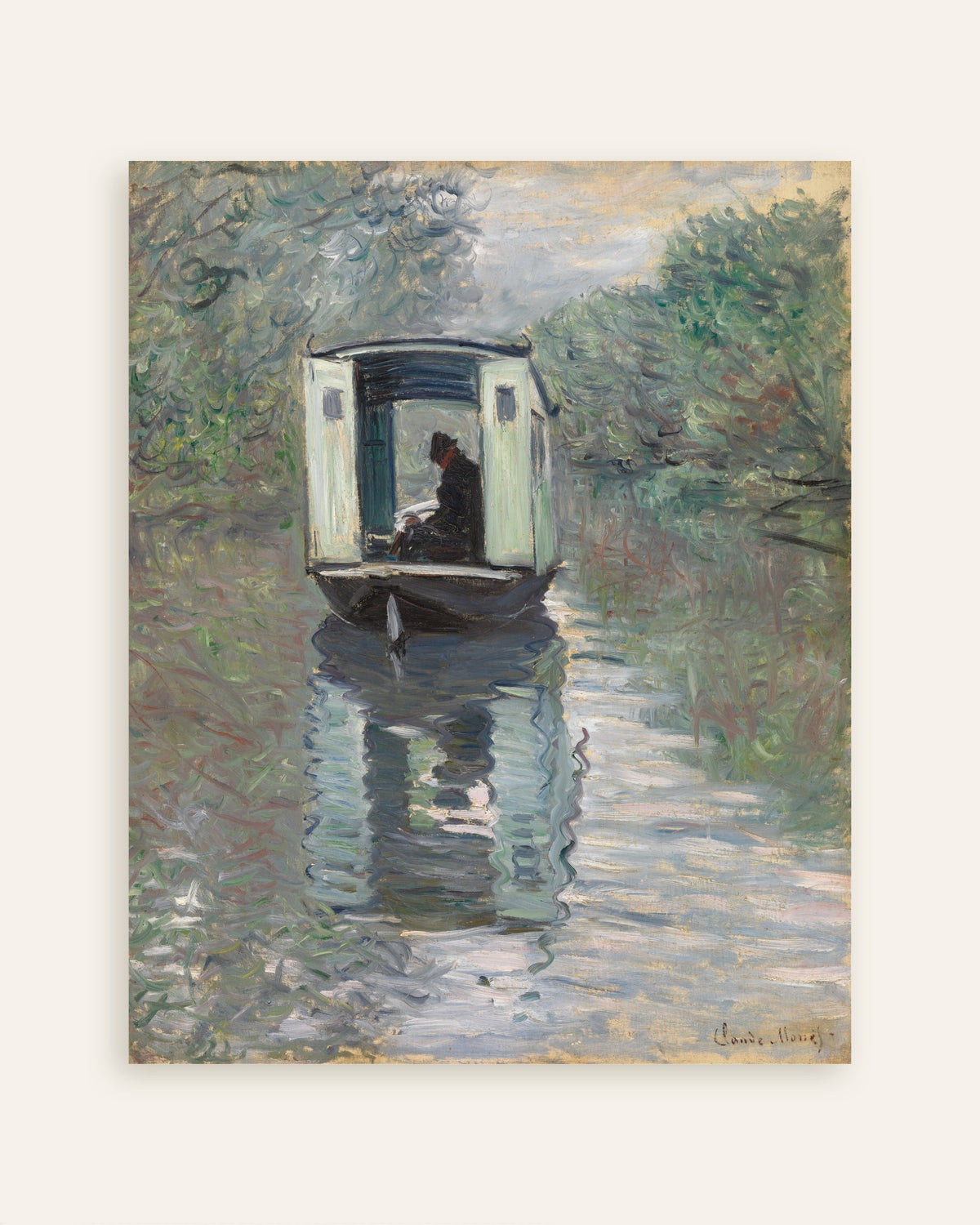 Poster De atelierboot (1876) van Claude Monet, miniatuur