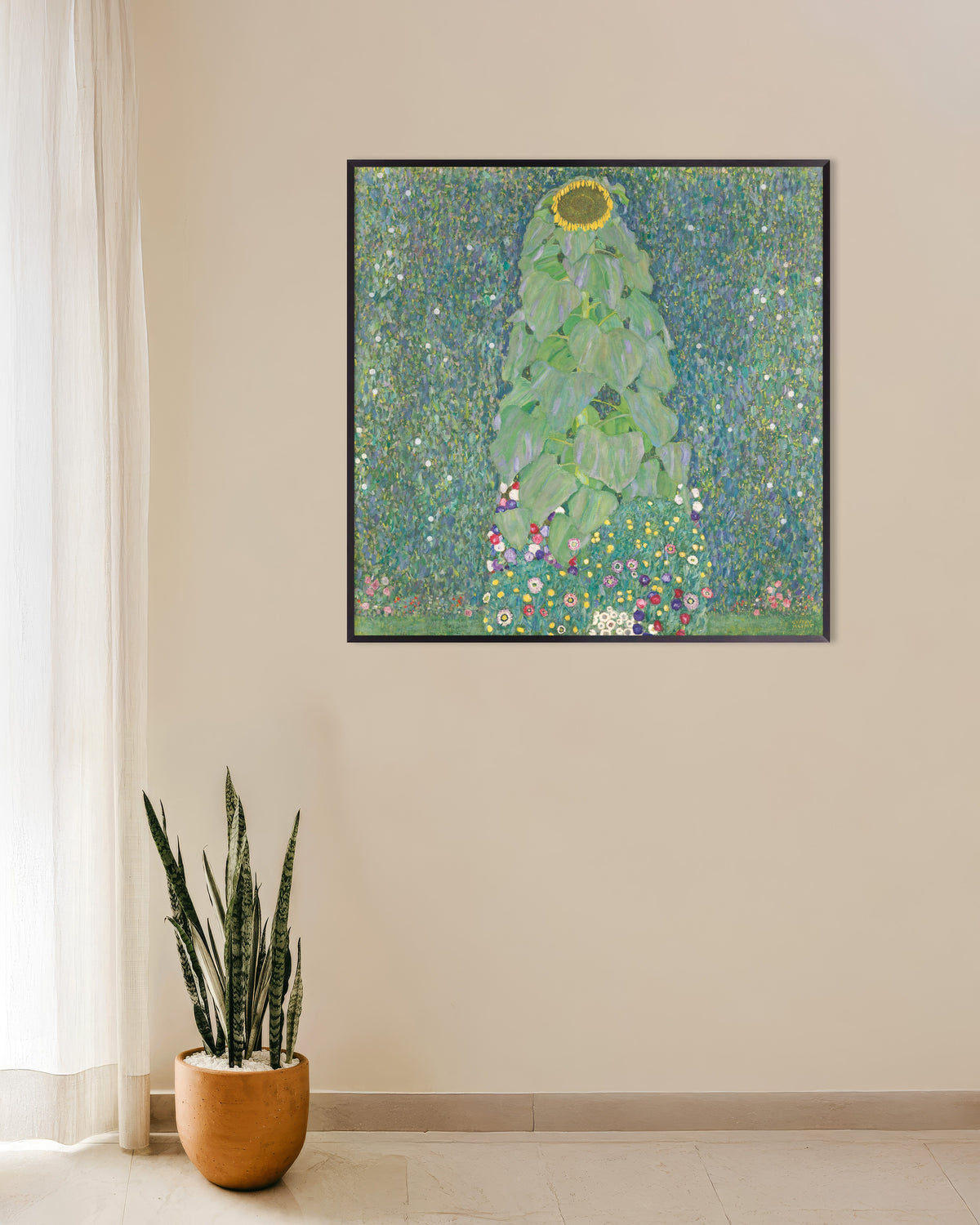 Affiche Le Tournesol (1907–1908) de Gustav Klimt, avec un cadre en métal
