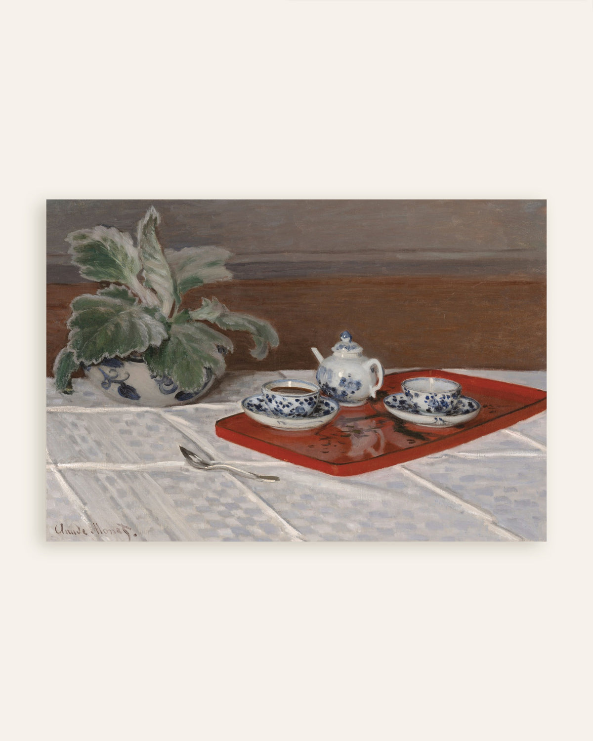 Poster Het theeservies (1872) van Claude Monet, miniatuur