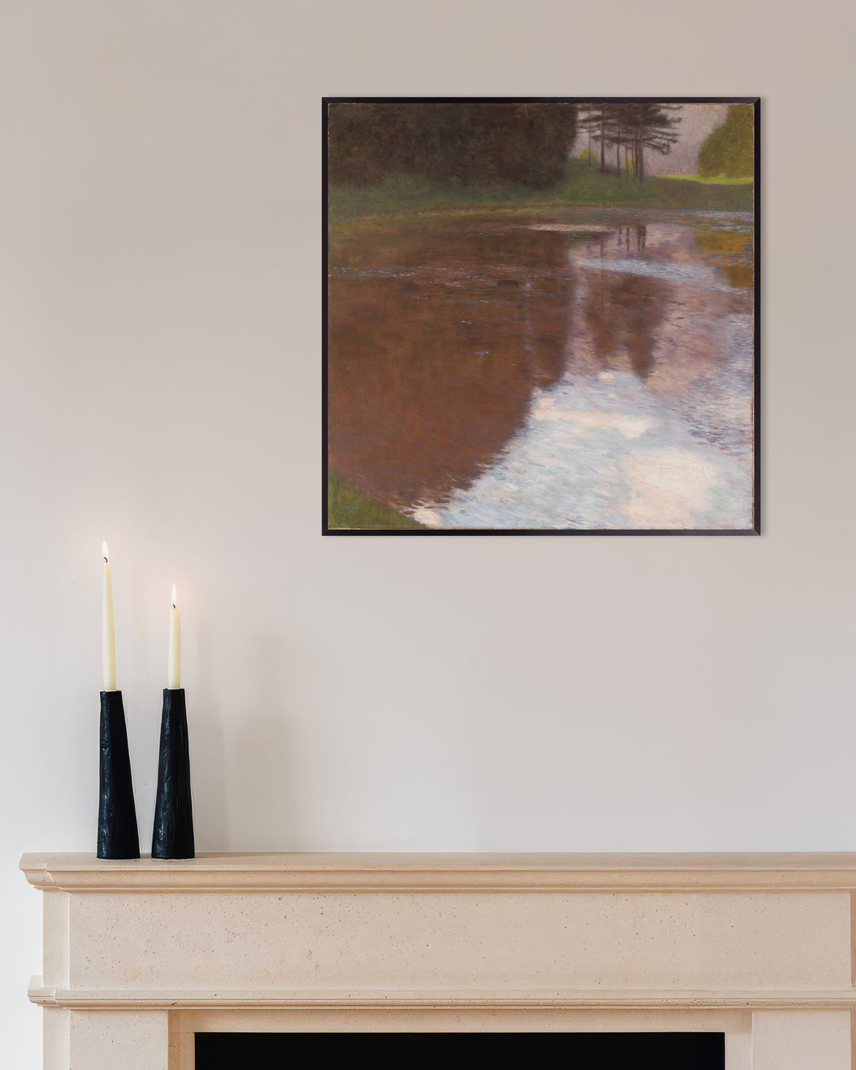 Poster Stille vijver (1899) van Gustav Klimt met metalen lijst