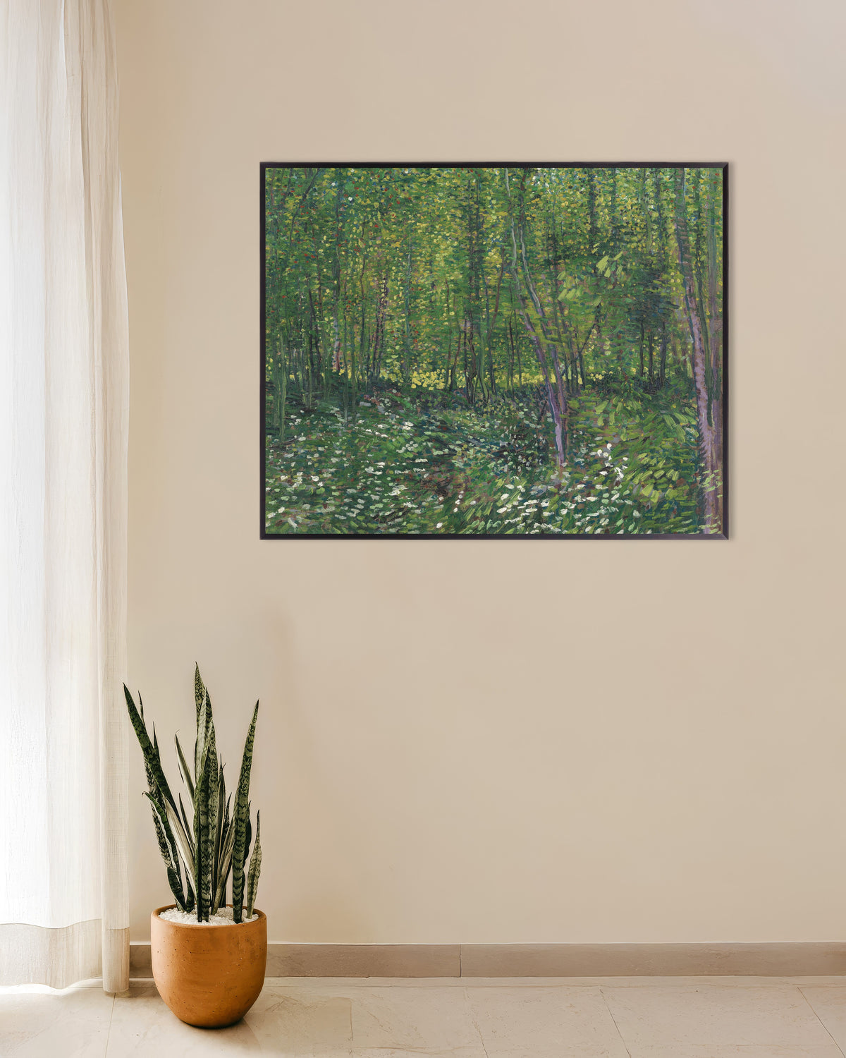 Poster de Arbres et sous-bois (1887) de Vincent van Gogh, avec cadre métallique