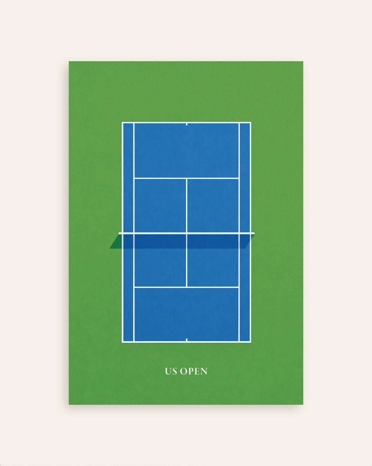 Poster van US Open-tennisposter – moderne poster van een blauw tennisveld, miniatuur