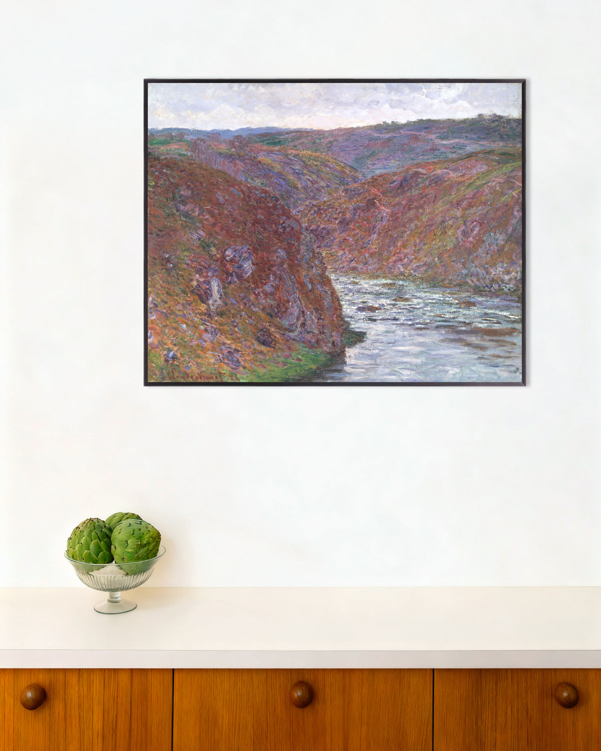 Poster Het dal van de Creuse, grijze dag (1889) van Claude Monet met metalen lijst