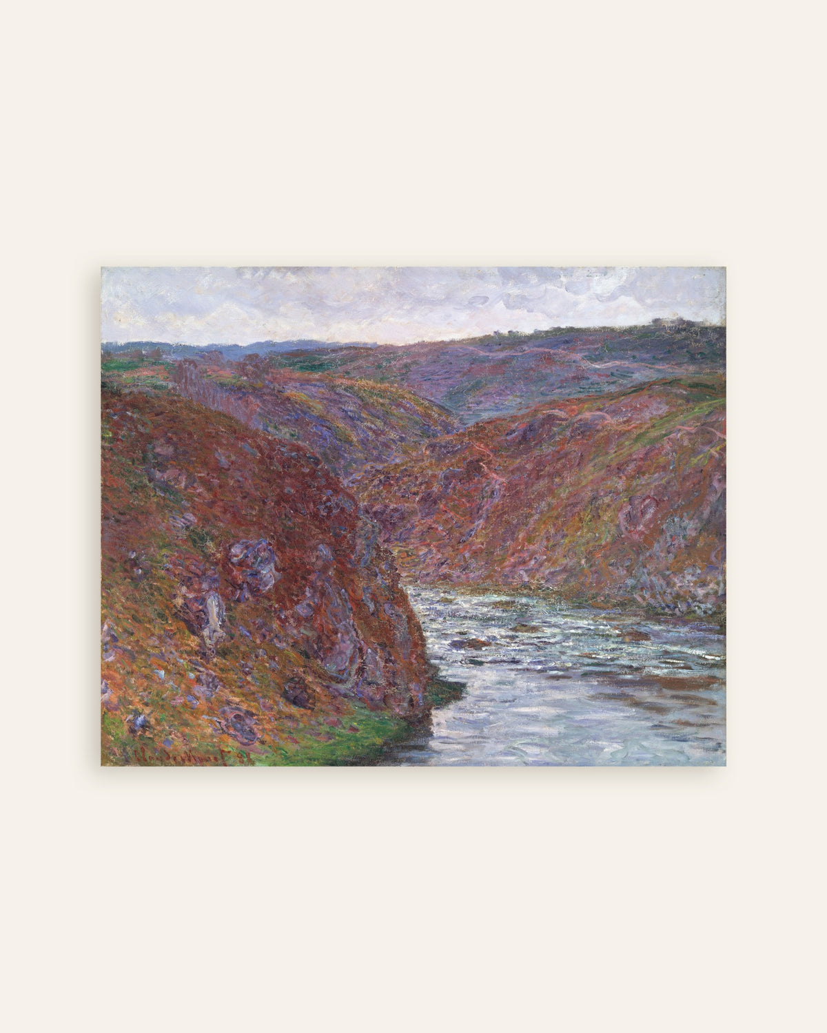 Poster Het dal van de Creuse, grijze dag (1889) van Claude Monet, miniatuur