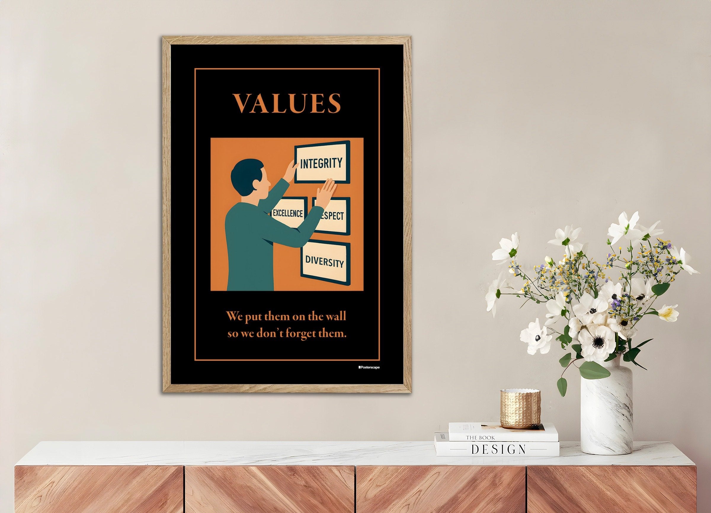 Poster of Values - Demotivational Poster, with natural wooden frame