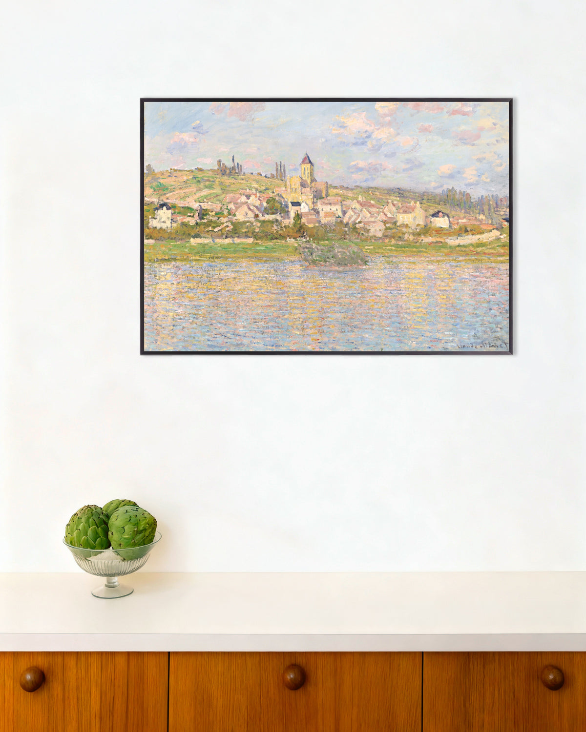Poster Vétheuil van Claude Monet met metalen lijst