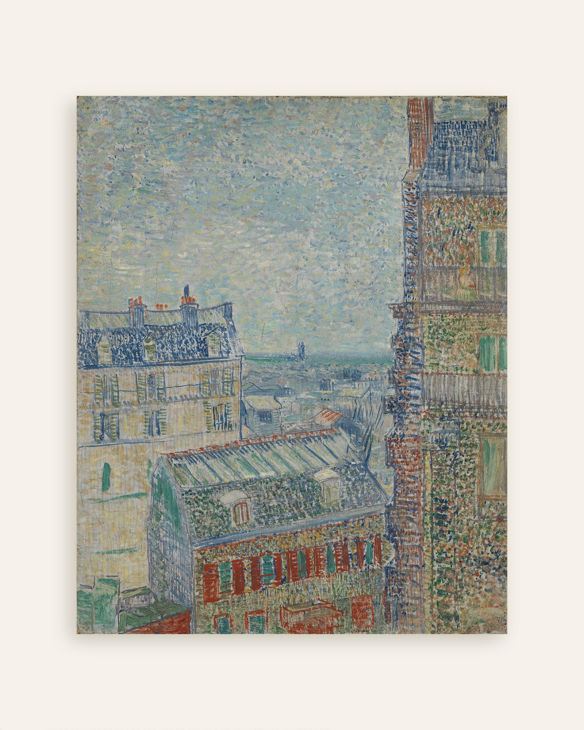 Poster van Uitzicht vanuit het appartement van Theo (1887) van Vincent van Gogh, miniatuur