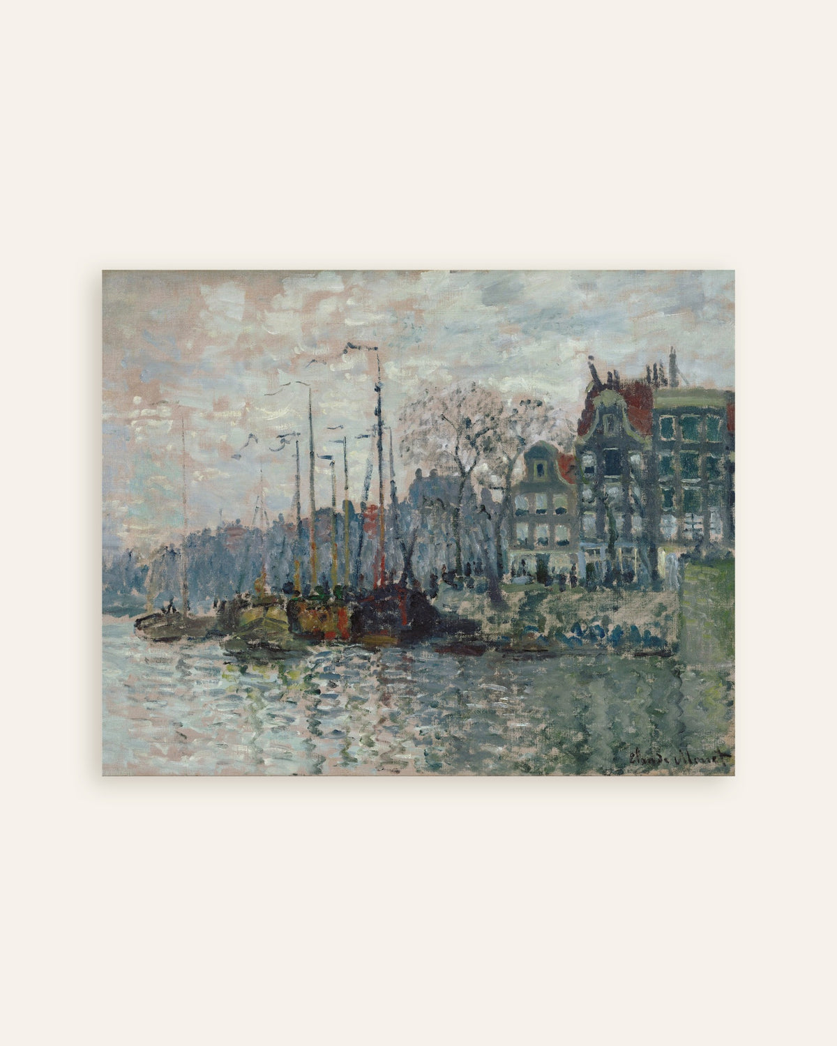 Affiche Vue du Prins Hendrikkade et du Kromme Waal à Amsterdam (1874) de Claude Monet, miniature