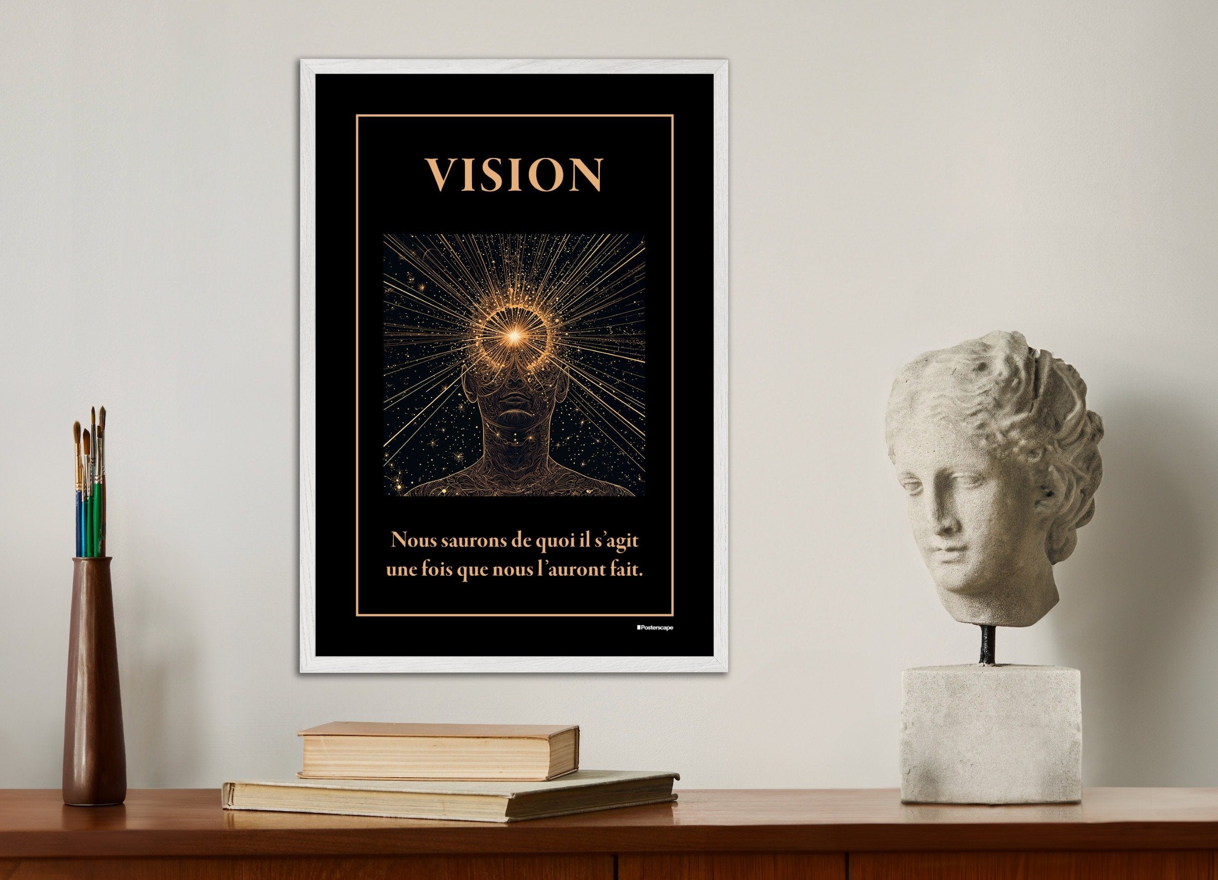 Poster of Vision - Demotivational Poster, with white wooden frame