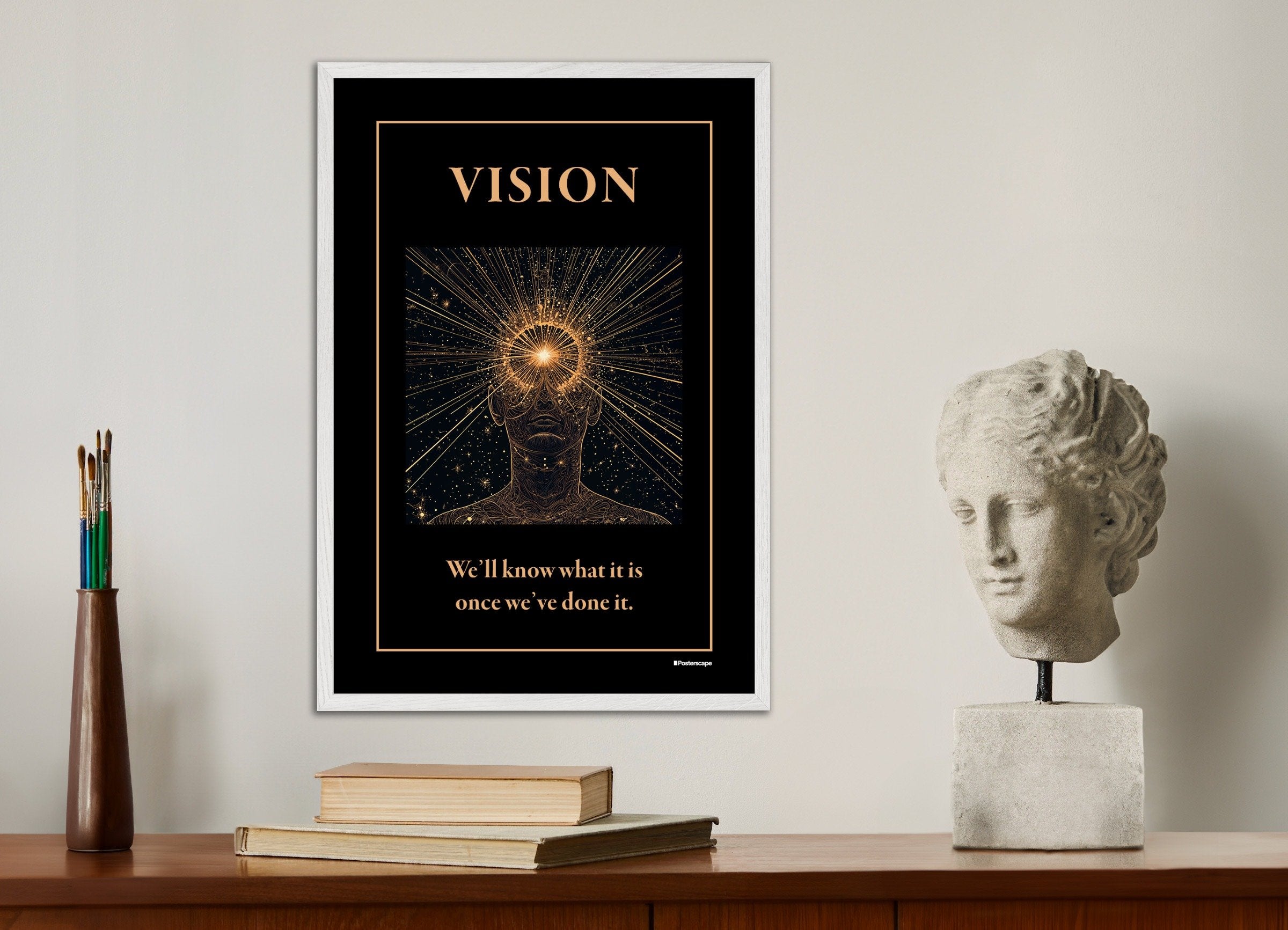 Poster of Vision - Demotivational Poster, with white wooden frame
