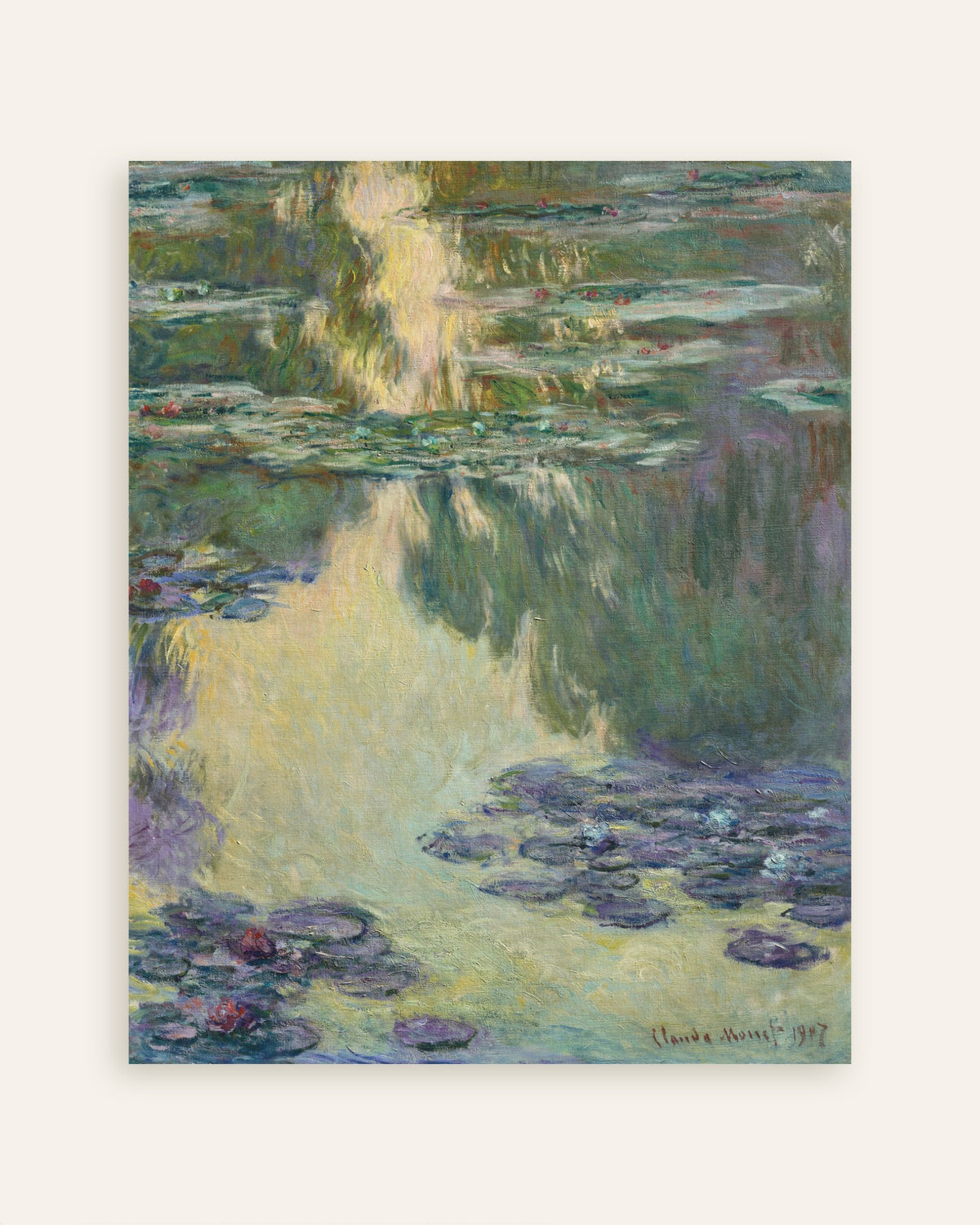 Poster Waterlelies (1907) van Claude Monet, miniatuur