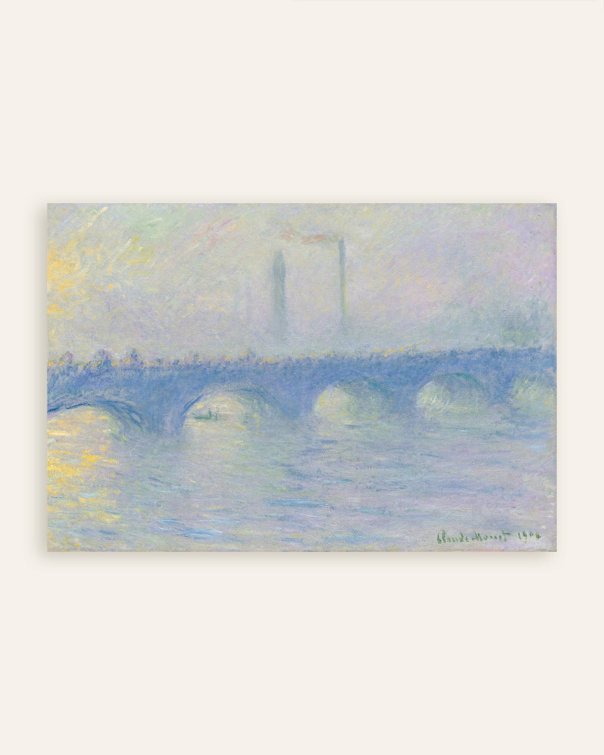 Poster Waterloo Bridge, neveleffect (1904) van Claude Monet, miniatuur