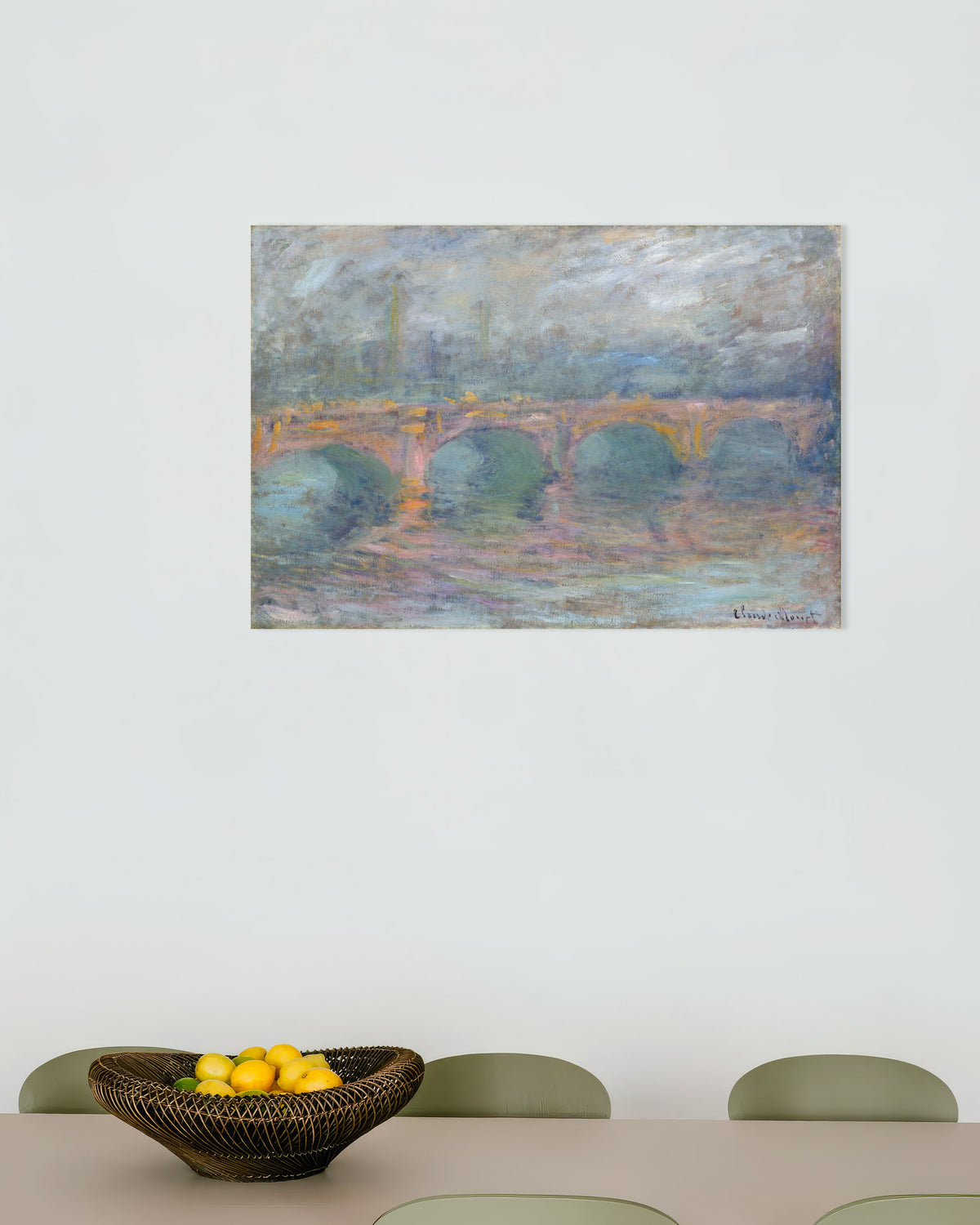 Poster Waterloo Bridge, Londen, bij zonsondergang (1904) van Claude Monet