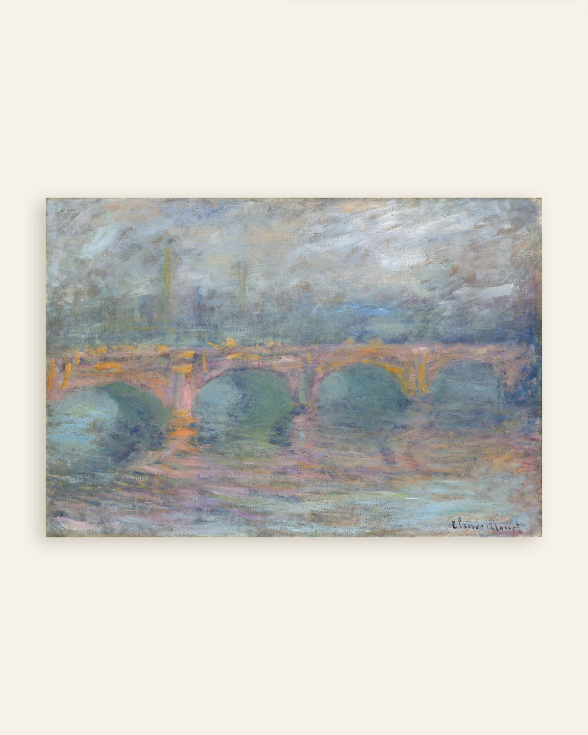 Poster Waterloo Bridge, Londen, bij zonsondergang (1904) van Claude Monet, miniatuur