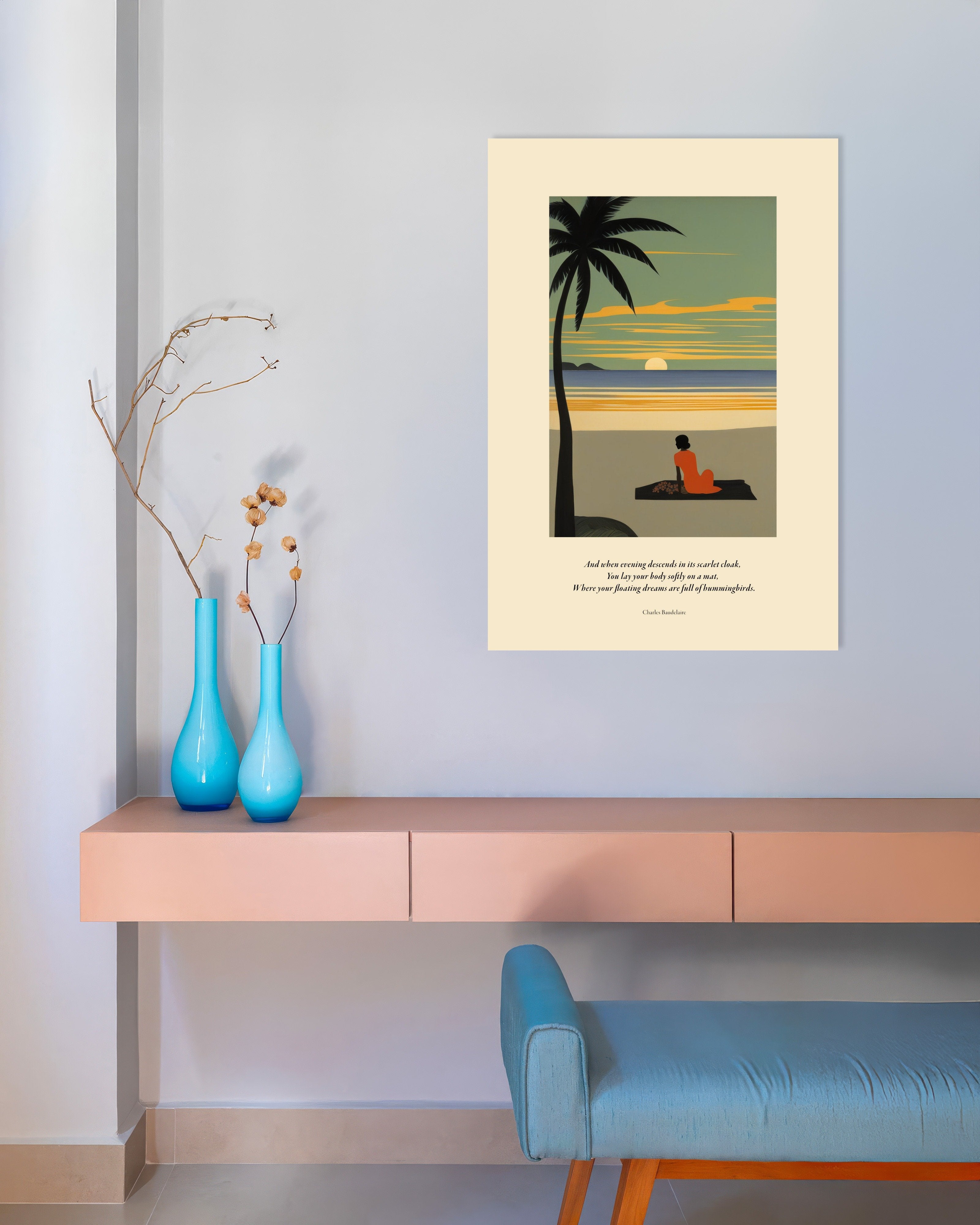 Poster of When evening descends in its scarlet cloak, Baudelaire