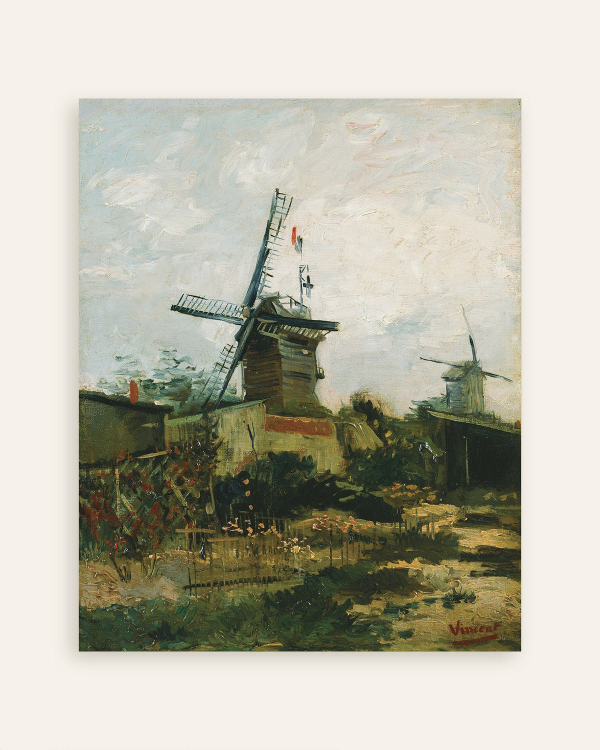 Poster van Molens op Montmartre (1886) van Vincent van Gogh, miniatuur