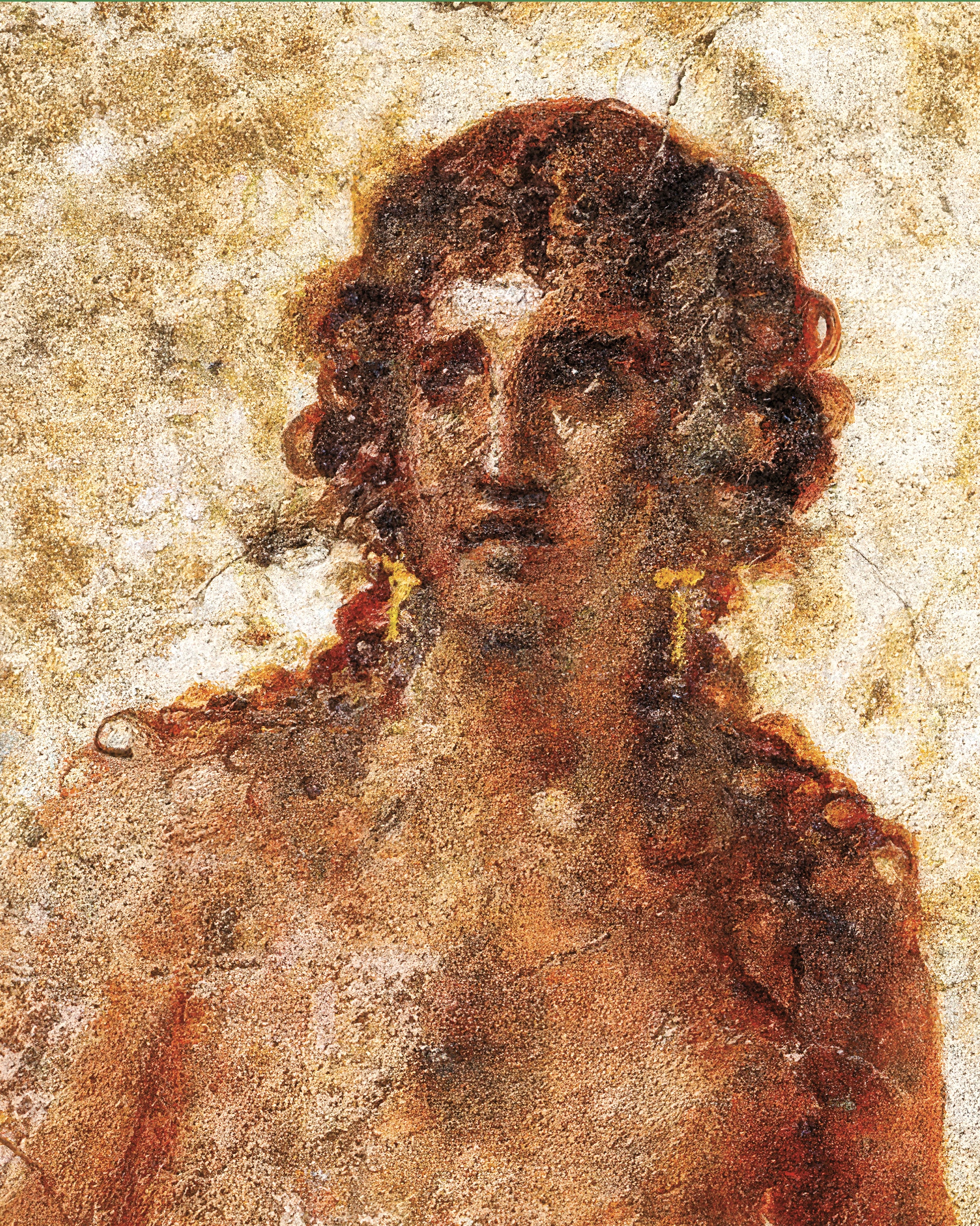 Vrouw die emmer water draagt fresco poster