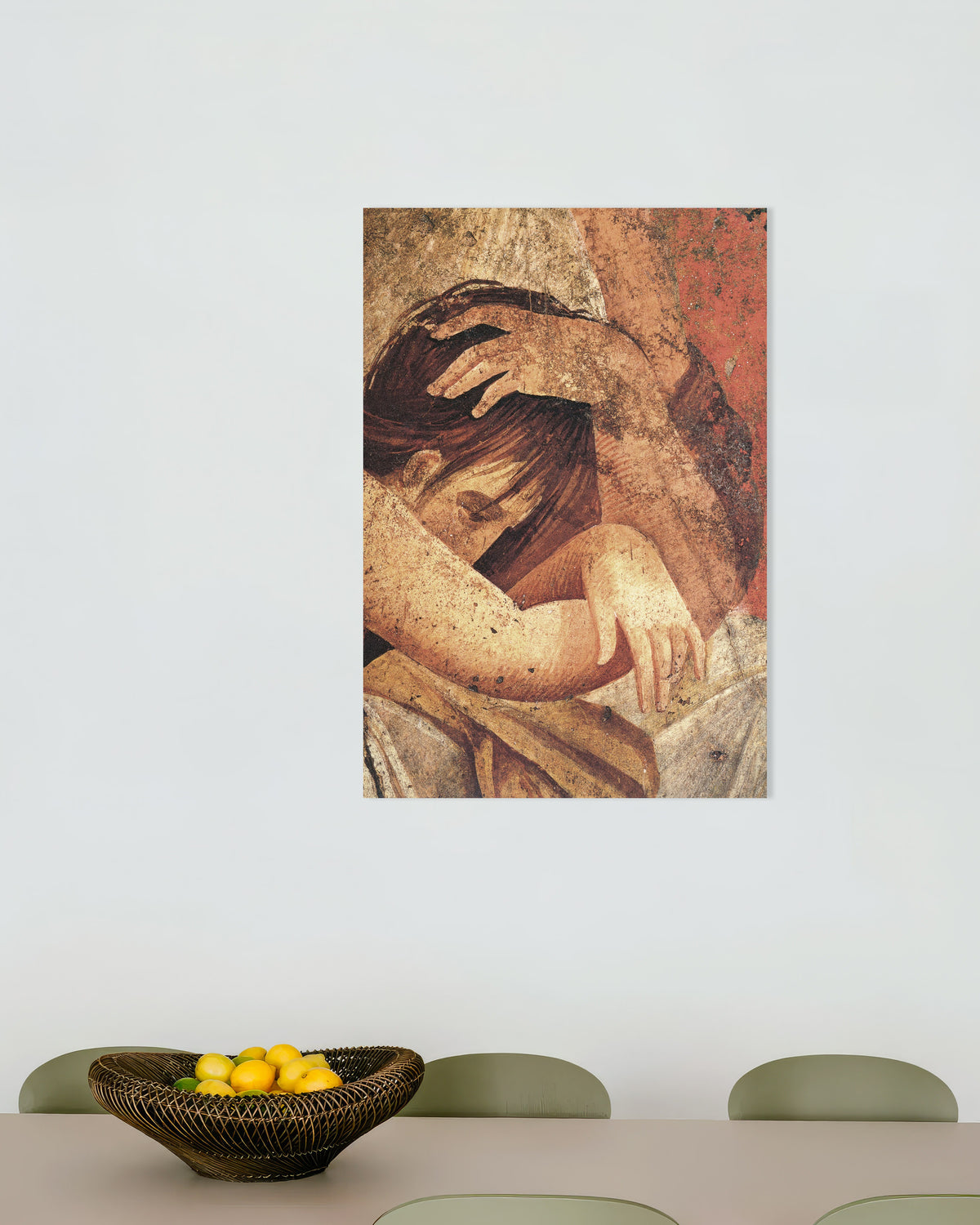 Poster van een vrouw die een inwijdeling troost uit de Villa van de Mysteriën
