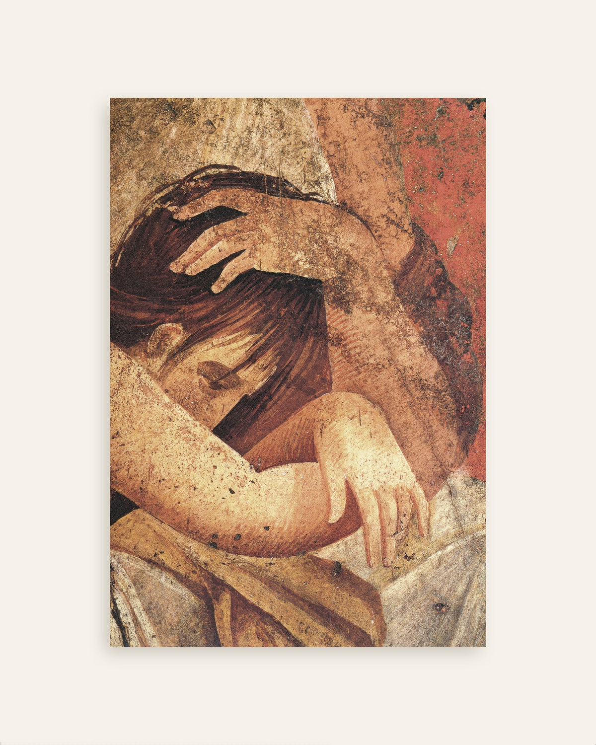 Poster van een vrouw die een inwijdeling troost uit de Villa van de Mysteriën, miniatuur