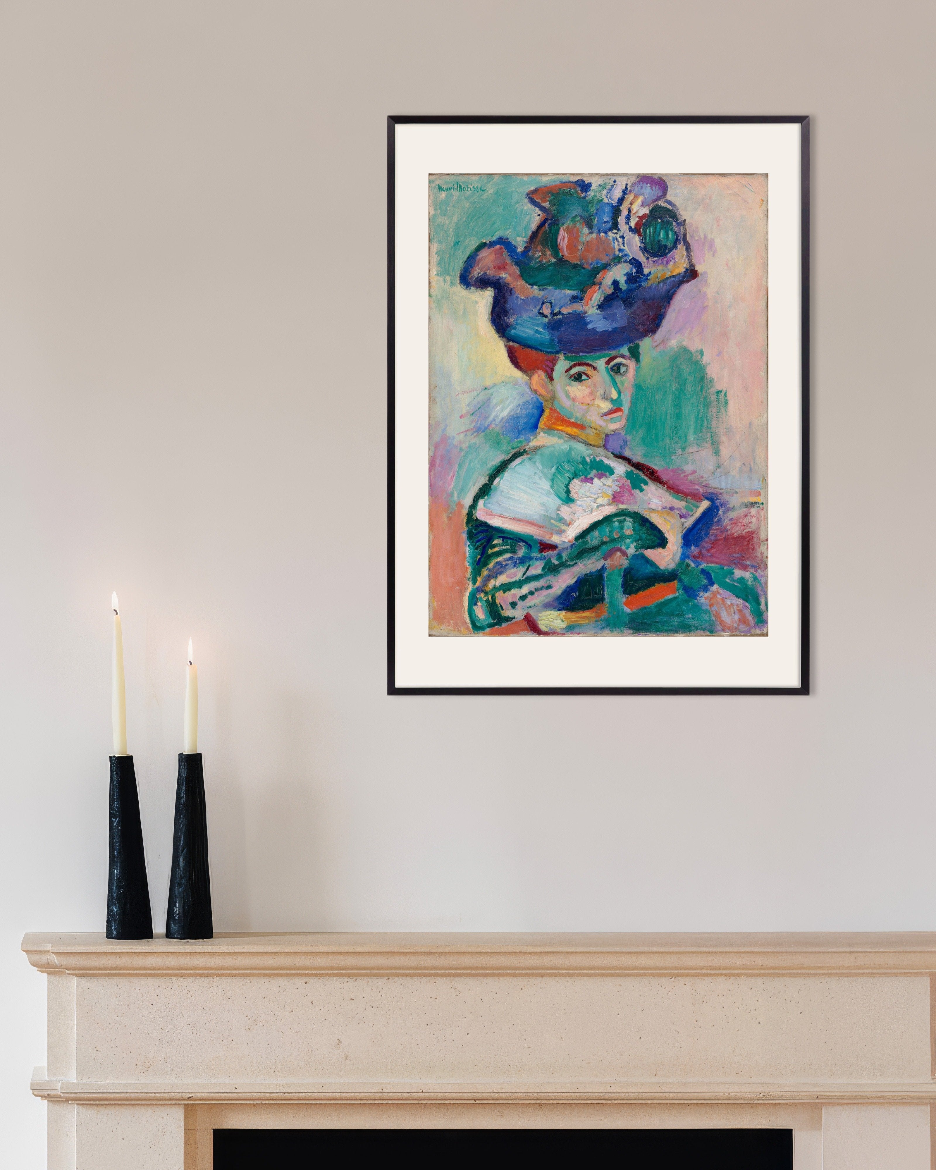 Poster of Woman with a hat (1905) by Henri Matisse, with metal frame