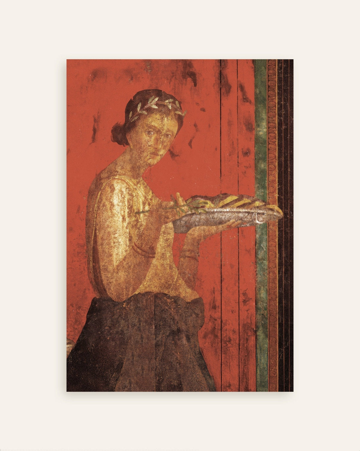 Poster van het fresco van de vrouw met lauwerkrans uit Pompeii