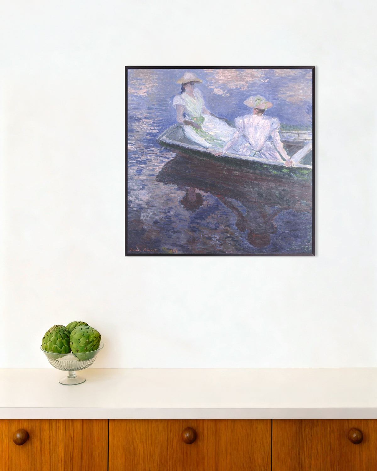 Affiche Jeunes filles en barque (1887) de Claude Monet, avec un cadre en métal